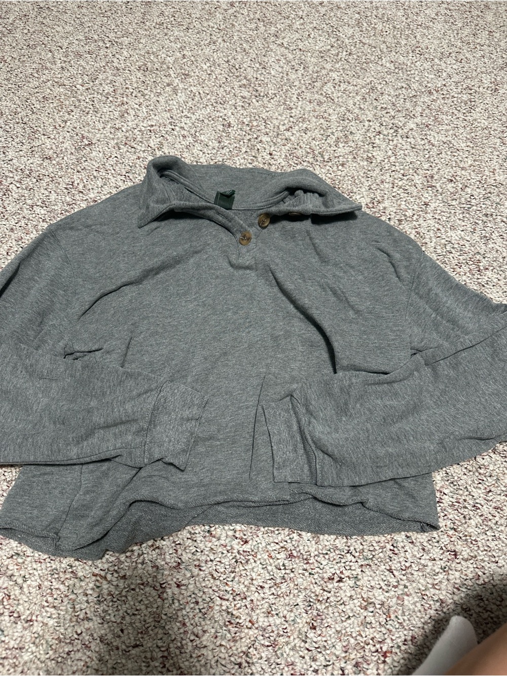 wild fable Gray Long Sleeve Button-Neck Top